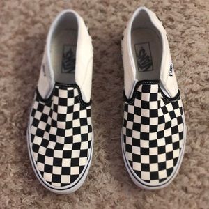 Checkerboard slip on vans